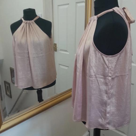 Pink shimmer sleevless tie top Size 16 - Picture 2 of 5